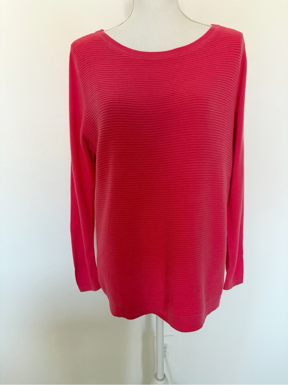 EUC Talbots Pink Wool Blend Stitch Pattern Crew Neck Sweater Size L